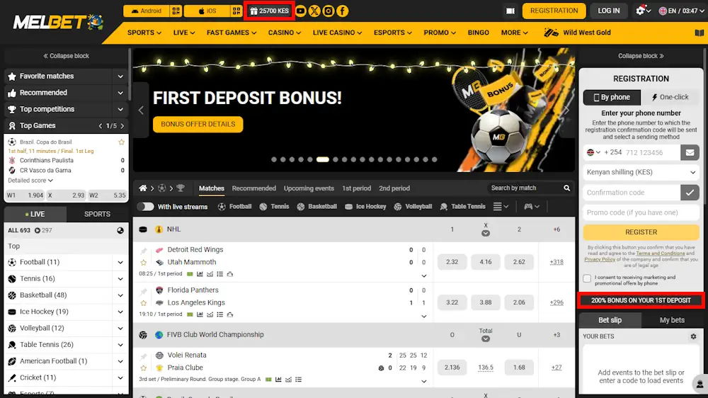 Melbet Sportsbook and Casino Screenshot